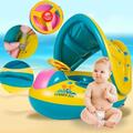 Baby Schwimmring mit Dach Schwimmsitz Schwimmhilfe Schwimmreifen Aufblasbar Neu