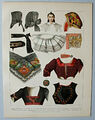 Trachten, Mode, Accessoires, Schürzen, Hauben - Lithographie - 1871 