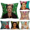 CUSHIONS COVER FRIDA KAHLO POTRAIT STRIKING COLOUR LINEN COTTON PLAIN BACK 45CM