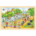 goki Einlegepuzzle Zoobesuch 57808 - Holzspielzeug Puzzle 24 Teile