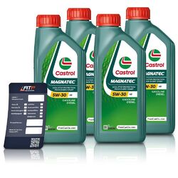 4x 1 L LITER CASTROL MAGNATEC STOP-START 5W-30 A5 MOTOR-ÖL MOTOREN-ÖL 50043658### INKL. ÖLWECHSEL-ANHÄNGER ###