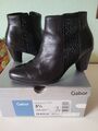 Gabor Damen Schuhe Halbstiefel Stiefeletten schwarz Leder Gr 3,5 36 1/2 Glitzer 