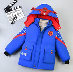 Für Kinder Jungen Kapuzenjacke Winter Mantel Parka Spiderman Oberbekleidung DE