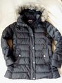 Tommy Hilfiger Jacke Gr. L Damen Kapuze Fell Schwarz