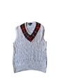 Polo Ralph Lauren Zopfmuster Weste Herren Large Tartan Tennis Cricket Creme