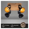 BRILONER Barnim Deckenlampe 4-flammig Spot Schwenkbar Holz Schwarz-Gold