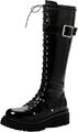 Gr41 Knee High Combat Boots Gothic Lack Kniehohe Stiefel Schnüren Flache Schuhe