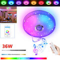 RGB LED Deckenleuchte 36W Deckenlampe Dimmbar mit Bluetooth Lautsprecher App FB