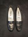 Gabor Damen Ballerinas UK 8 Echtleder Farbe Silber-Made In Portugal Top Zustand!