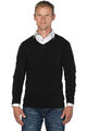 Ugholin Herren Schwarz Pullover 2 in 1 mit Weiß Hemd Einsatz