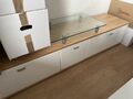 Sideboard Holz/Front Weiß L 225/ B 53/ H 47 mit Glasaufsatz für TV sehr schwer 