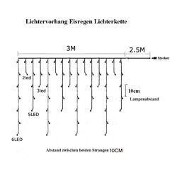 LED Eisregen Lichterkette Lichtervorhang Außen Eiszapfen 200/400/600 LEDs garten