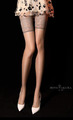 Straps Fashioned Stockings 5 DEN Gr. S-M mit breiter Spitze Elasthan Grau