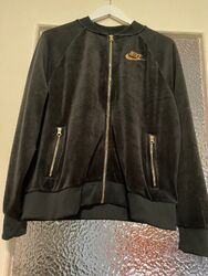 Sweatjacke von Nike, Samt, dunkelgrün mit gold, Gr. L