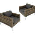 Poly Rattan Alu 2 Sessel Gartensessel Lounge Set Garten Garnitur Kissen modular