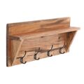 WANDGARDEROBE MIT REGAL "VINTAGE" | 60x26x10 cm, Recyclingholz | Kleiderhaken