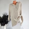 Italy Bluse Oversize Hemd Musselin Langarm Shirtkleid Gr. 44 46 42 Beige