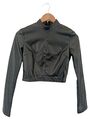 NA-KD Damen Jacke Kunstleder Schwarz 34 Cropped Style