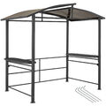 Alu Grillpavillon mit Flammschutzdach Ablagen BBQ Überdachung 240 x 150 x 234 cm