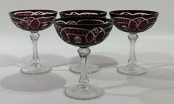 4 Vintage Römer Gläser Wein Rot Bleikristall Glas Retro Deko Sammeln HLF1/2