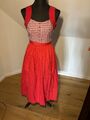 Trachten Kleid Dirndl Mit Schürze Gr. 36 Kariertes Muster Rot/grün Trachten-RASP