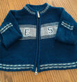 baby strickjacke gr.92-98 blau farbe mit motiv zweiwege reissverschluss