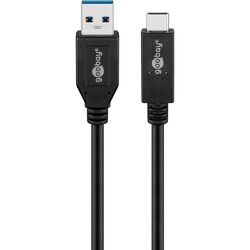 goobay USB 3.1 Gen 2 A/USB C Kabel 0,5 m schwarz, 1 St.