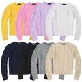 Damen Rundhalsausschnitt Pullover Sweater Sweatshirt Strickpullover Langarm-Polo