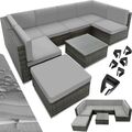 Polyrattan Gartenmöbel Sitzgruppe Lounge Sitzgarnitur Garnitur Set Sofa Hocker