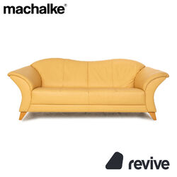 Machalke Leder Zweisitzer Creme Beige Sofa Couch