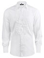 HUBER Qualitäts Rüschen Hemd weiß Made in EU.bügelleicht HU-0091 Comfort Schnitt