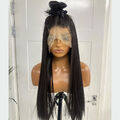 Frontal Lace Wigs Hitzebeständiges Haar Long Straight Aus Schwarz