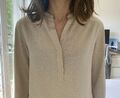 Gr XS 34 Uniqlo Schlupfbluse Bluse Blusen-Hemd Shirt V-Ausschnitt 3/4 Arm Beige