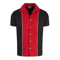 Relco Herren Baumwolle Rockabilly Retro rot Bowlingshirt