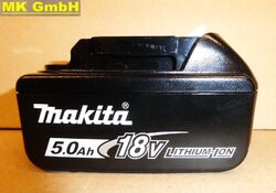 Original Makita BL 1850 B Akku mit LED, 18V-5,0Ah Li-Ion Slider, BL1850 B, 90Wh