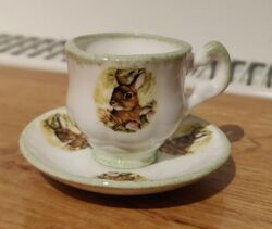 Tiny Dolls Rabbit Cup And Saucer From Raesuvic Ceramics 1950s