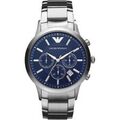 Emporio Armani AR2448 Renato Neu Herrenuhr Farbe Silber Blau 43mm 5 ATM Datum ~#