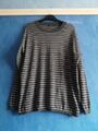 Mango grau gestreifter Baumwollmischung Feinstrick Langarm Oversize Pullover Gr. S