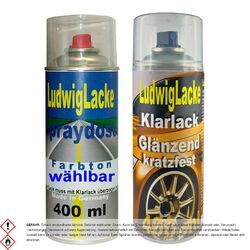 Autolackspray Set in Obsidianschwarz DB197 für Mercedes & Klarlack Spraydosen