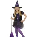 Waldhexe Kinder Hexen Kostüm schwarz-lila Halloween Karneval 128 140 158