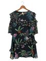 DESIGUAL A-Linien-Kleid 44 Schwarz Floral Bohemian