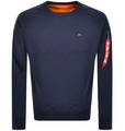 Alpha Industries Herren marineblau X-Fit Pullover mit Rundhalsausschnitt klein neu mit Etikett