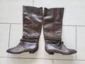 Buffalo London Damen Stiefel Leder cognac braun 39 Bänder flach elegant, wie neu