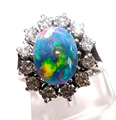 Ring 585 Weißgold 2.80ct. Opal 0.50ct Diamanten/Brillanten Gr 52 änderbar 6,8gr