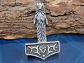 Thorshammer Wolf 925 Sterling Silber Anhänger Kette Kelten Thors Hammer Wikinger