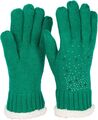 warme Handschuhe mit Strass und Fleece Innenfutter Winter Strickhandschuhe Damen