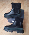 MARC O’POLO Chelsea-Boot mit Strickstulpe aus edlem Rindleder Gr.39 schwarz neuw