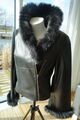 Feminine LEDERJACKE BIKERSTIL ABENDJACKE weite Ärmel mit Besatz NEUw GR. 38