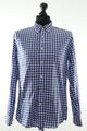 Tommy Hilfiger Langarm Hemd L blau dunkelblau kariert Button-Down Slim ÄL:65cm