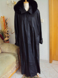 Echtleder Mantel / Trenchcoat Gr. 44-46-48-50 mit Kapuze + Fuchskragen